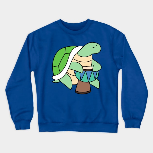 Turtle Playing Djembe Crewneck Sweatshirt by saradaboru